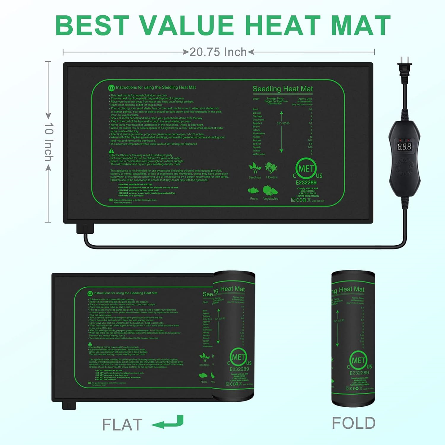 Seedling Heat Mat With Digital - Heat Mat Seedling 评论和价格